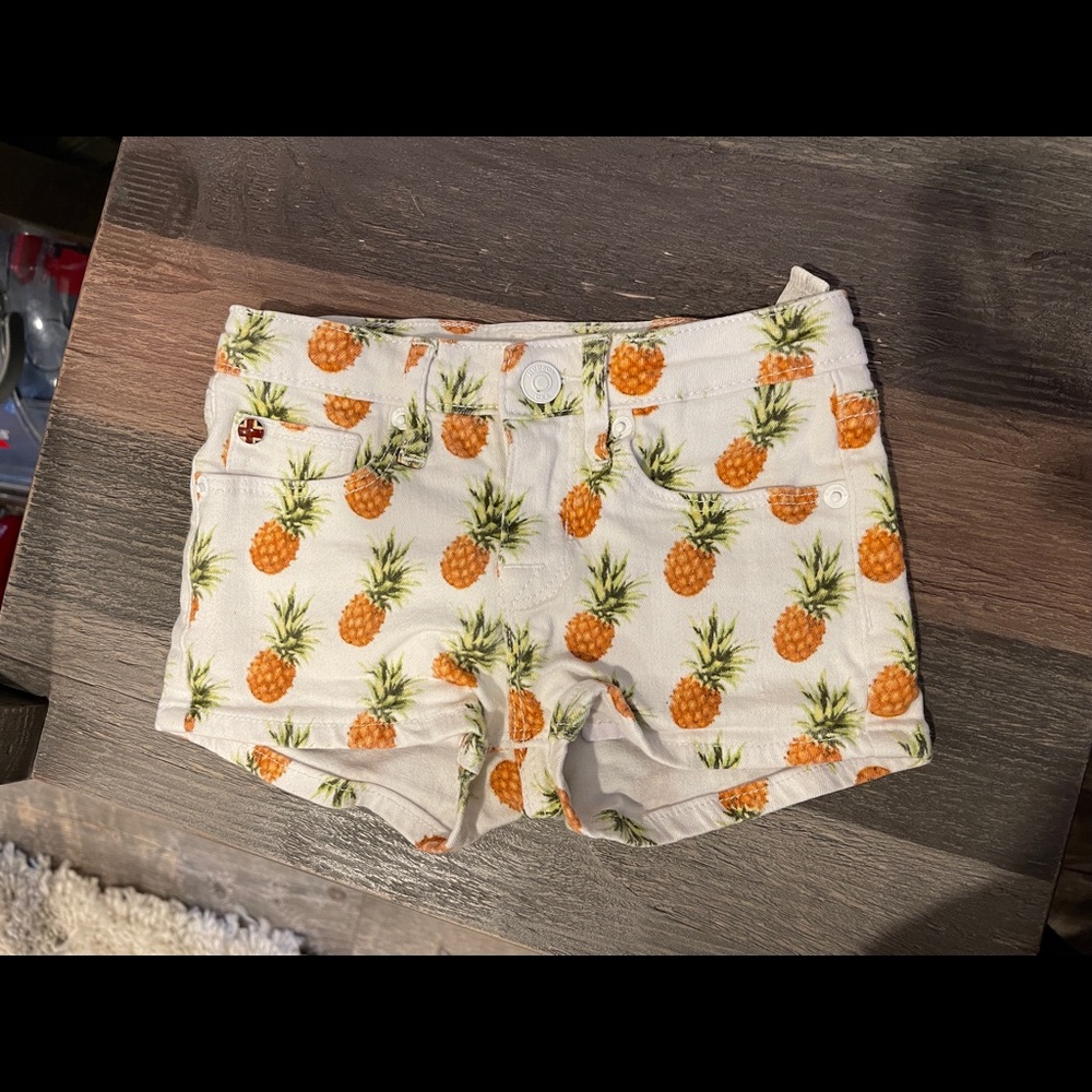 Tropical denim shorts